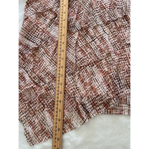 Chicos Shirt Size 3 Extra Large Blouse Tiered Mosaic Ruffle Asymmetrical Flowy - Picture 5 of 9